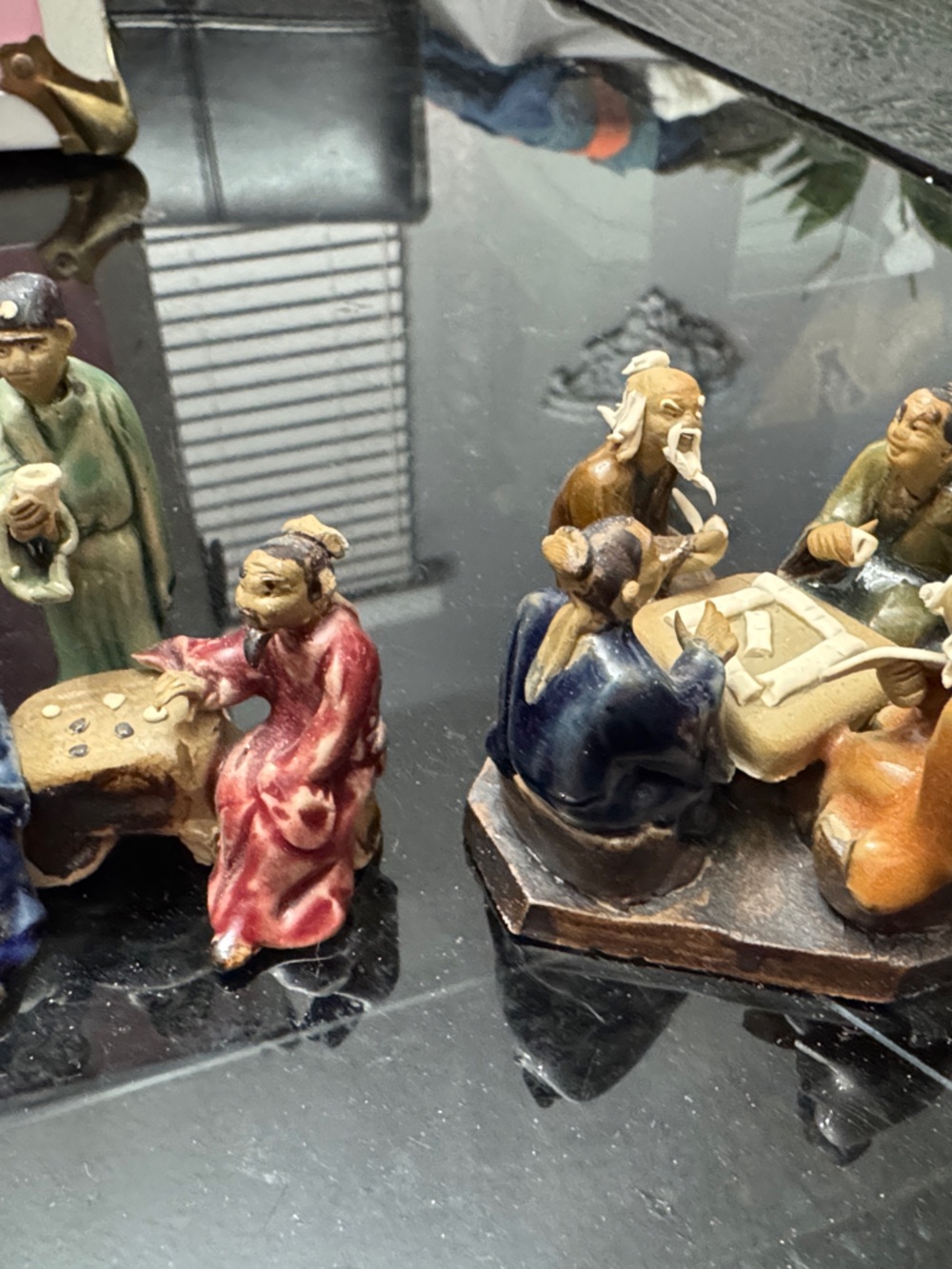 Hand-Painted Ceramic Home Art Sculpture Set -  Figurines vintage mud pieces